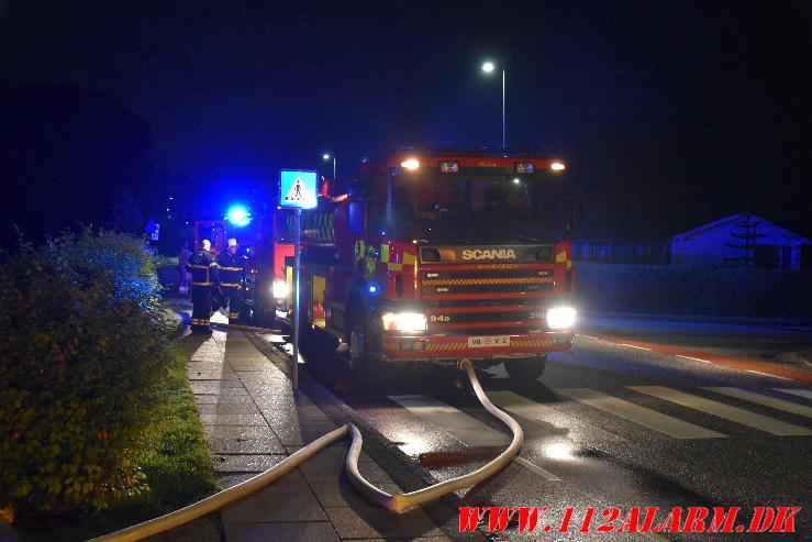 Voldsom brand i rækkehus. Primulavej i Vejle. 22/07-2024. KL. 02:34.