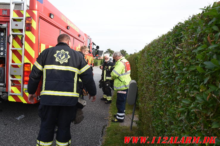 Ild i vaskemaskine. Smalager i Vejle Ø. 01/08-2024. Kl. 18:32.