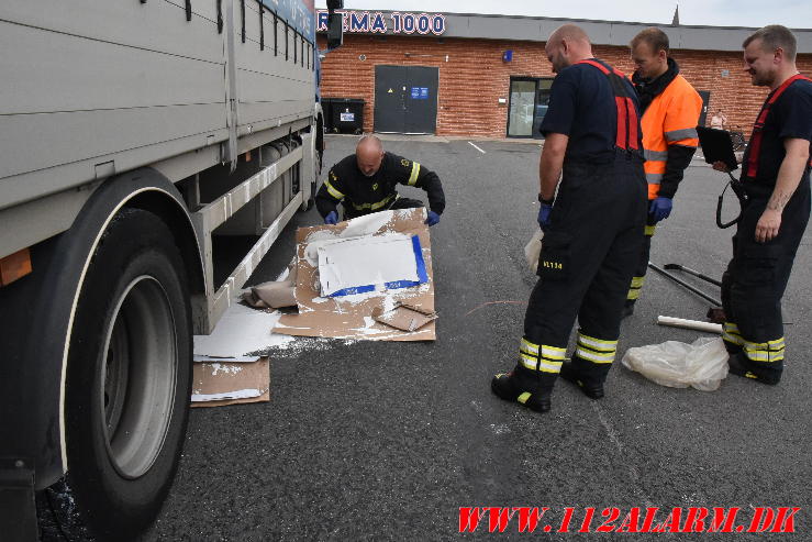 Der løb maling ud af siden. Havnegade i Vejle. 03/09-2024. Kl. 10:41.