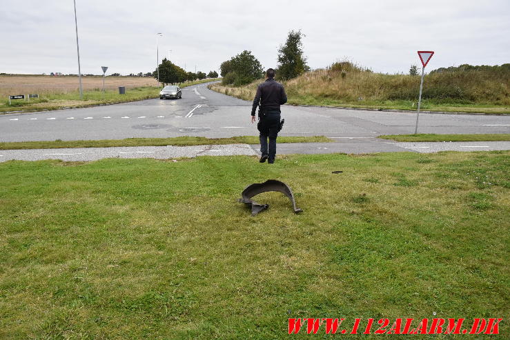 Ramte bygningen med stor kraft. Grundet Ringvej i Vejle. 15/09-2024. Kl. 18:54.