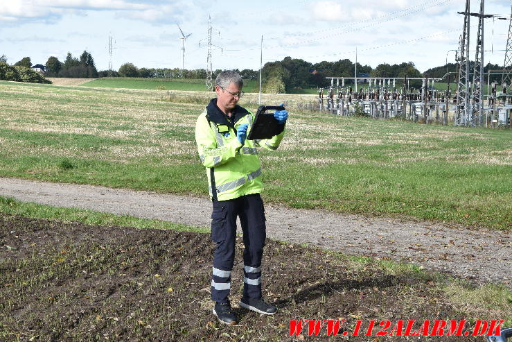 2 Biler ramte hinanden i et sving. Ollerupvej ved Bredsten. 30/09-2024. Kl. 14:23.