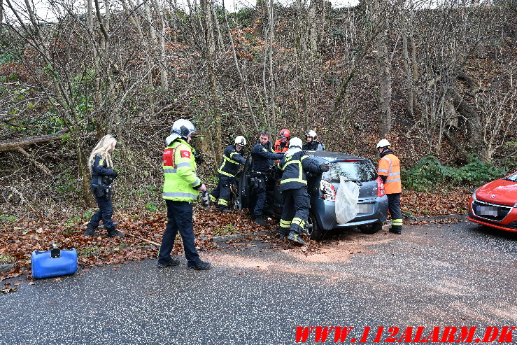 Ældre dame væltede om på siden. Jellingvej i Vejle. 27/11-2024. Kl. 13:27.